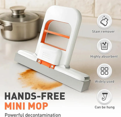 One-Hand Press Mini Foldable Mop – Self-Wringing, Portable & Space-Saving! Clean kitchens, bathrooms, glass