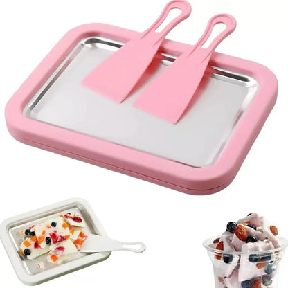 Ice Cream Roll Maker Tray – DIY Frozen Yogurt, Soft Ice Cream & Dessert Maker for Kids and Family