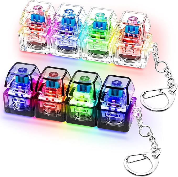 4 LED Light-Up Keyboard Button Keychain – Clickable Fidget Toy for Stress Relief & Fun