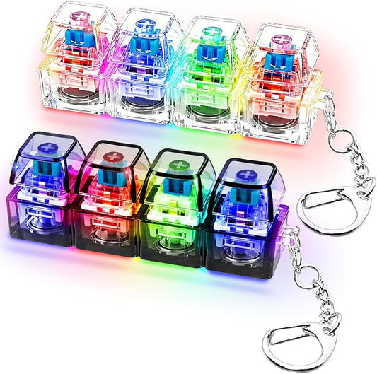 4 LED Light-Up Keyboard Button Keychain – Clickable Fidget Toy for Stress Relief & Fun