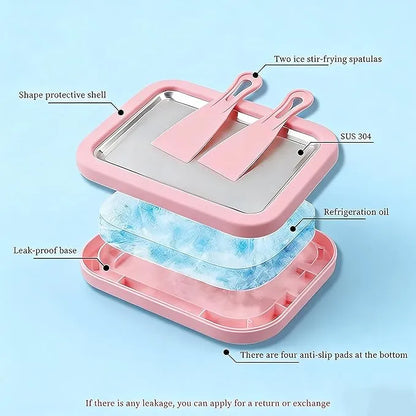 Ice Cream Roll Maker Tray – DIY Frozen Yogurt, Soft Ice Cream & Dessert Maker for Kids and Family