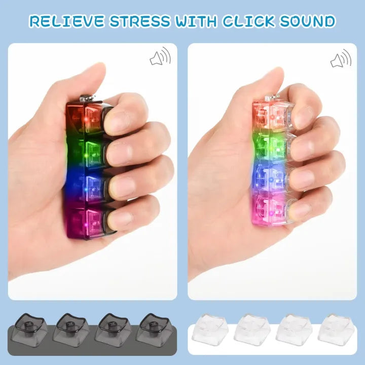 4 LED Light-Up Keyboard Button Keychain – Clickable Fidget Toy for Stress Relief & Fun