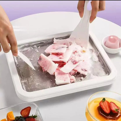Ice Cream Roll Maker Tray – DIY Frozen Yogurt, Soft Ice Cream & Dessert Maker for Kids and Family