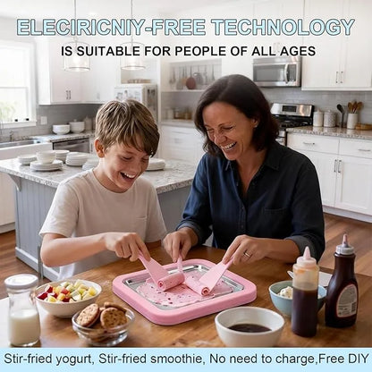 Ice Cream Roll Maker Tray – DIY Frozen Yogurt, Soft Ice Cream & Dessert Maker for Kids and Family